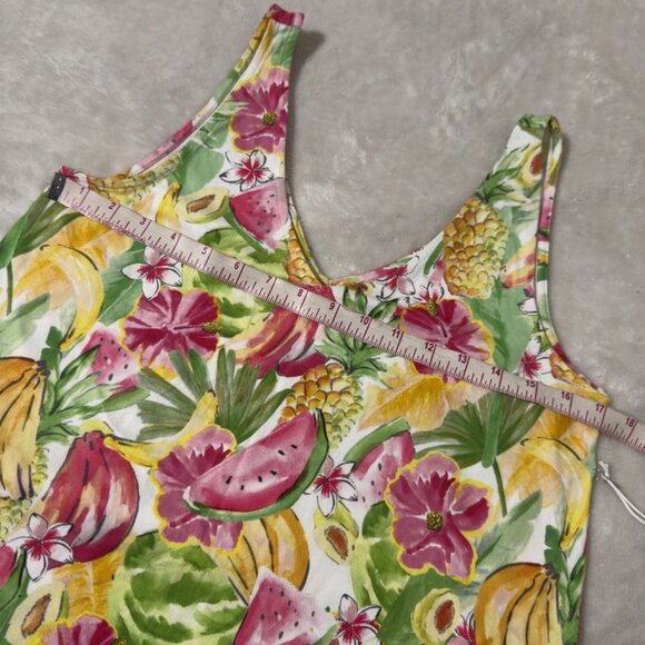 P.J. Salvage 3-Piece Tropical Fruit Print Pajama Set Tank Button-Up Top Pants S - Picture 7 of 16